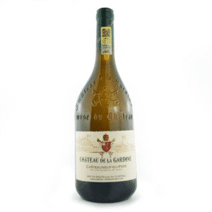 Bouteille de vin blanc du domaine Château de la Gardine, Châteauneuf-du-Pape blanc.
