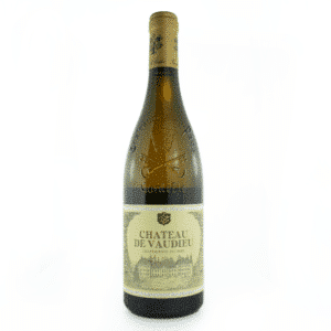 Bouteille de vin blanc du domaine Château de Vaudieu, Châteauneuf-du-Pape blanc.