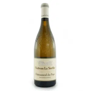 Bouteille de vin blanc du domaine La Nerthe, Châteauneuf-du-Pape blanc.