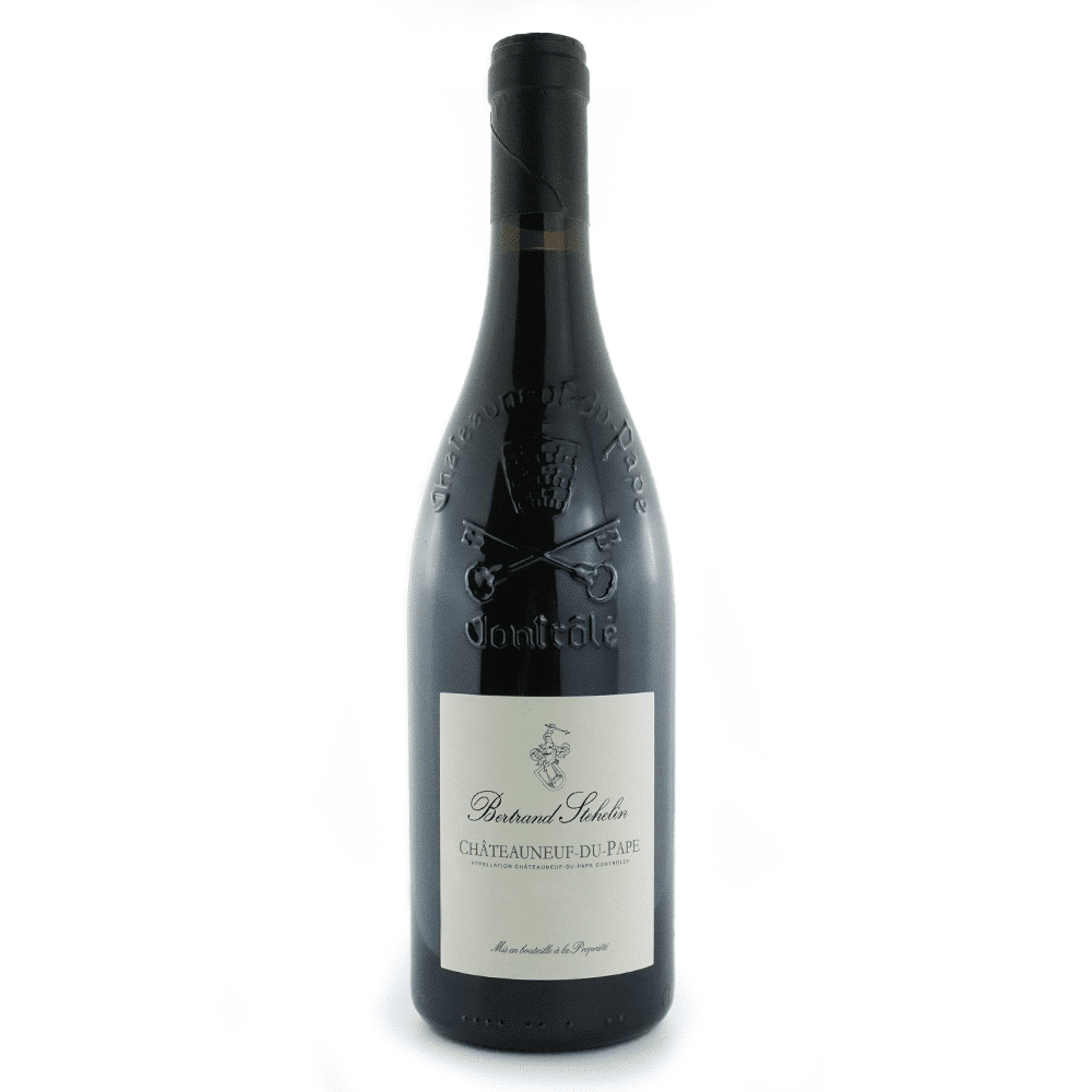 Bouteille de vin rouge du domaine Bertrand Stehelin, Châteauneuf-du-Pape rouge.