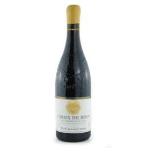 Bottle of red wine from Domaine M. Chapoutier, Châteauneuf-du-Pape rouge, Croix de Bois.