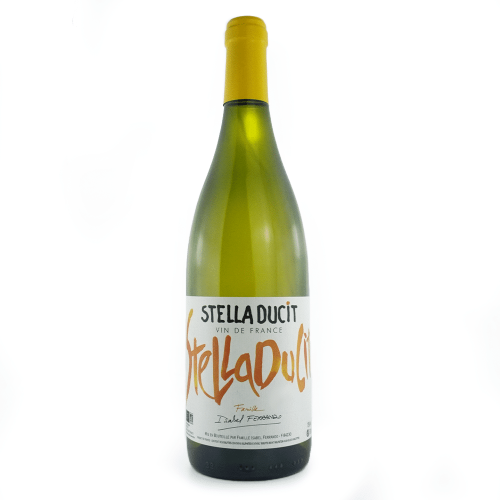 Bottle of Domaine Isabelle Ferrando white wine, Vin de France blanc, Stella Ducit.