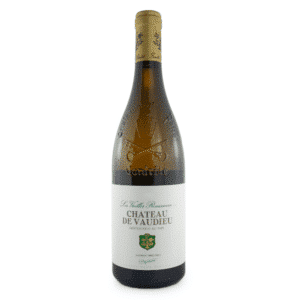 Bouteille de vin blanc du Château de Vaudieu, Châteauneuf-du-Pape blanc, Les Vieilles Roussanes.
